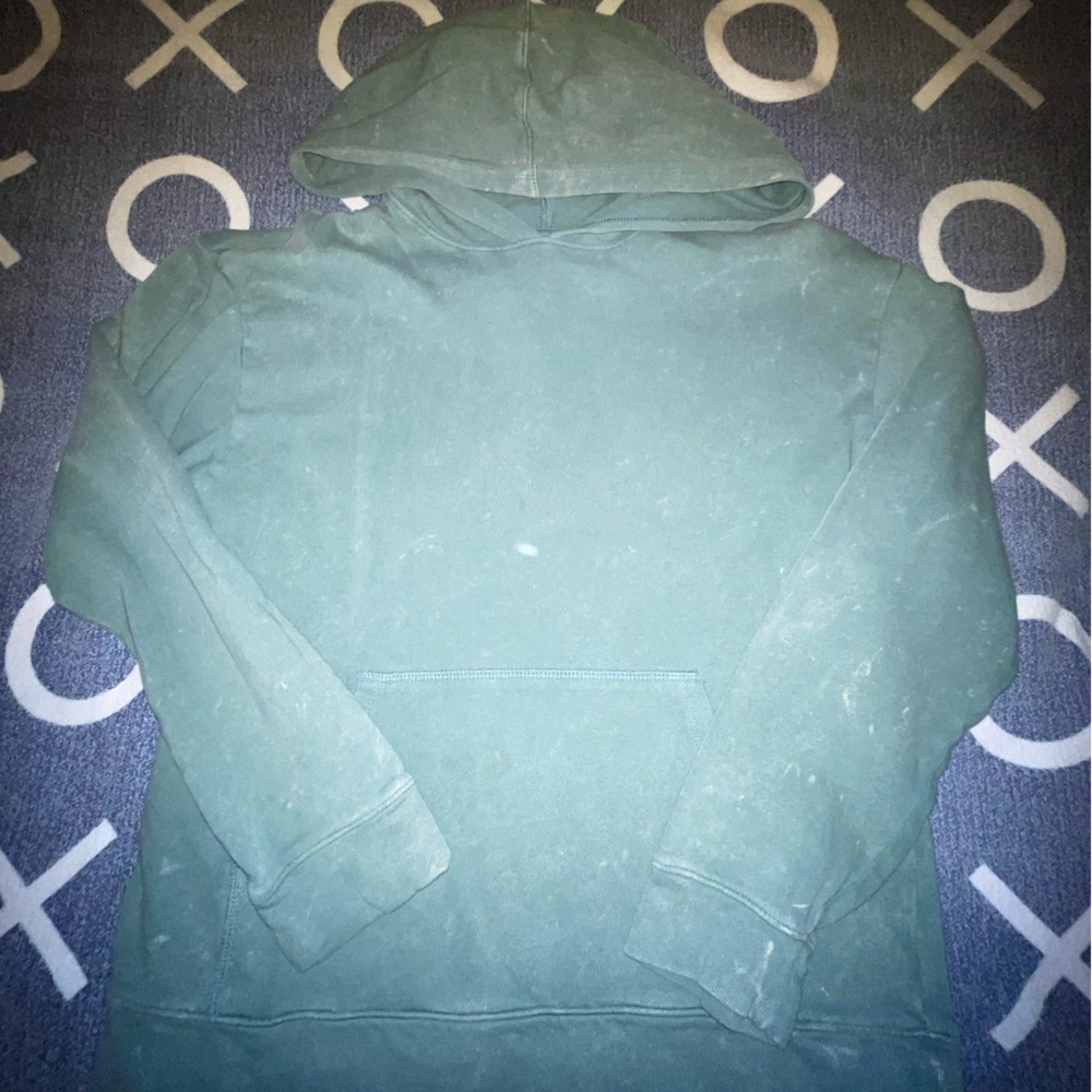 Green Vintage Look Hooded Sweatshirt